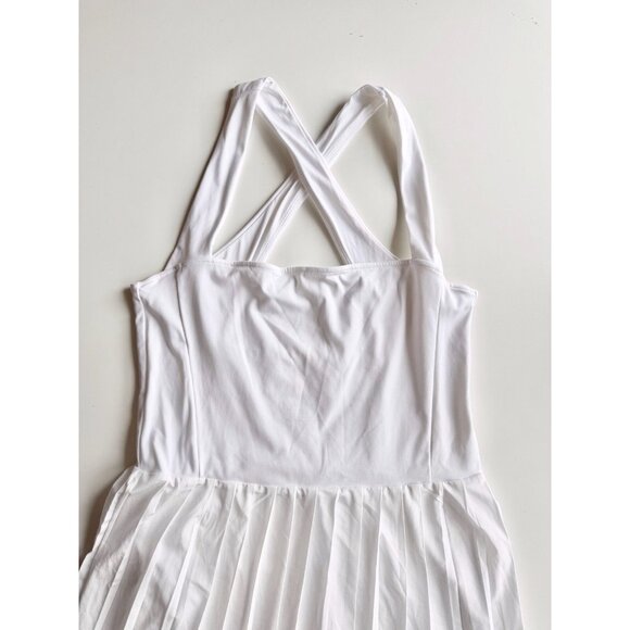 VARLEY Carina White Stretch Technical Weave Pleated Tennis Dress, Size L - Picture 7 of 16